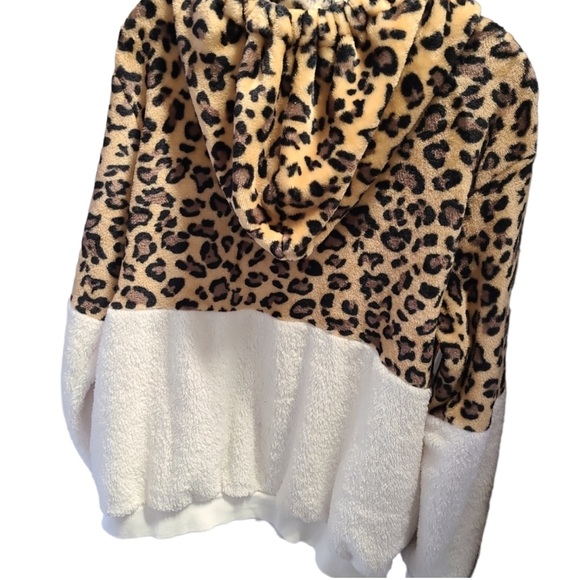 Sucrefas Leopard color block fuzzy hooded Jacket Size XL Women’s - Picture 5 of 9